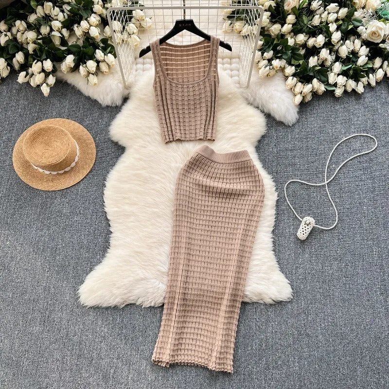 Pre Order:  Solid Knit Tank Top   Knit Skirt