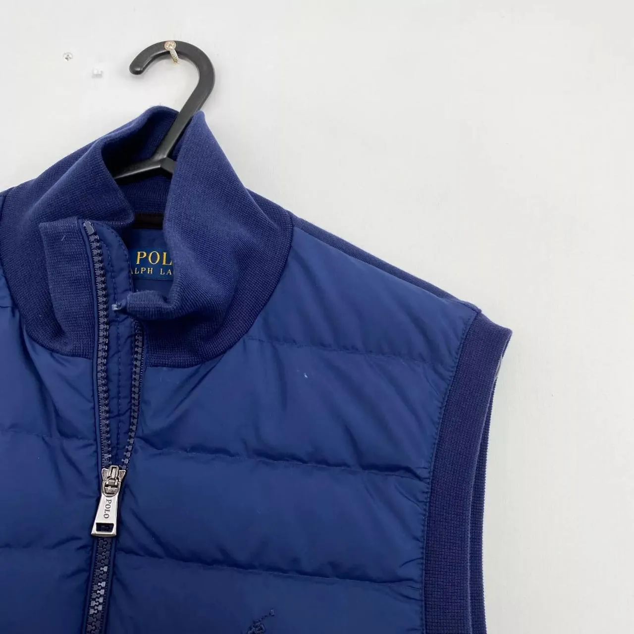 Preowned Polo Ralph Lauren Mens Hybrid Gilet Down Body Warmer Size XS Navy Vest Full-Zip.