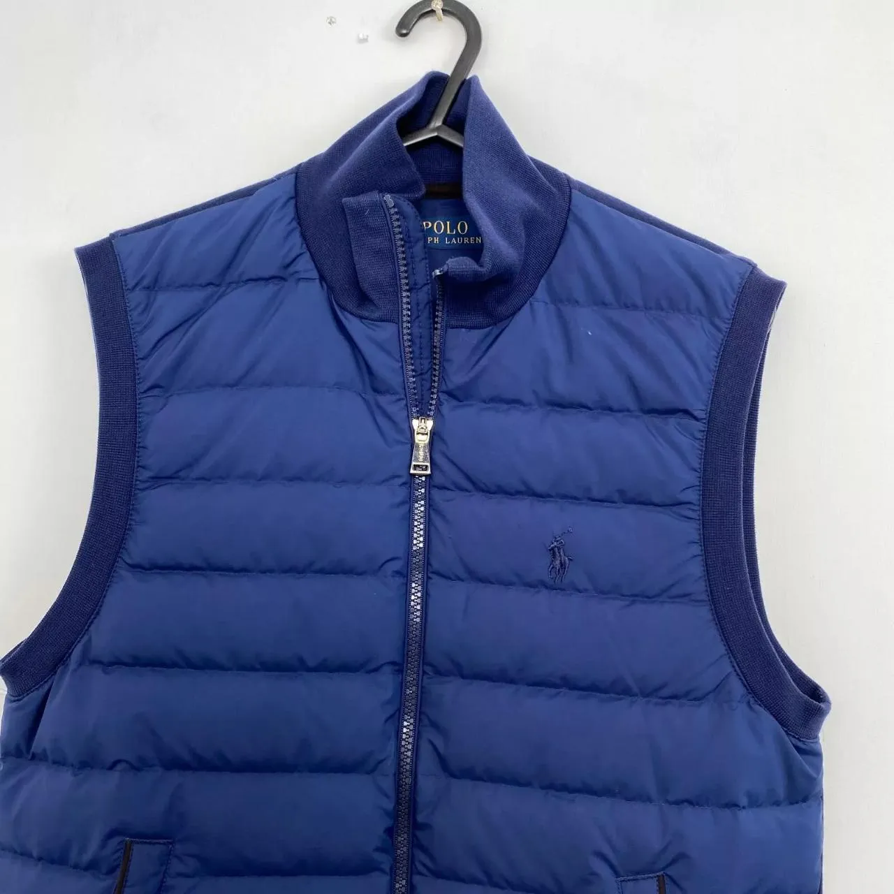 Preowned Polo Ralph Lauren Mens Hybrid Gilet Down Body Warmer Size XS Navy Vest Full-Zip.