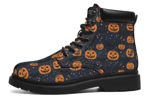 Pumpkin Party Classic Boots - High Quality Micro-Suede Weatherproof Vegan Shoes with Stitched on Soles