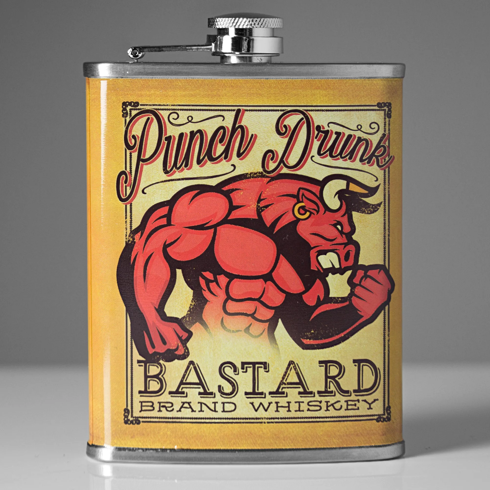 Punch Drunk Bastard Whiskey Stainless Steel 8 oz Liquor Flask