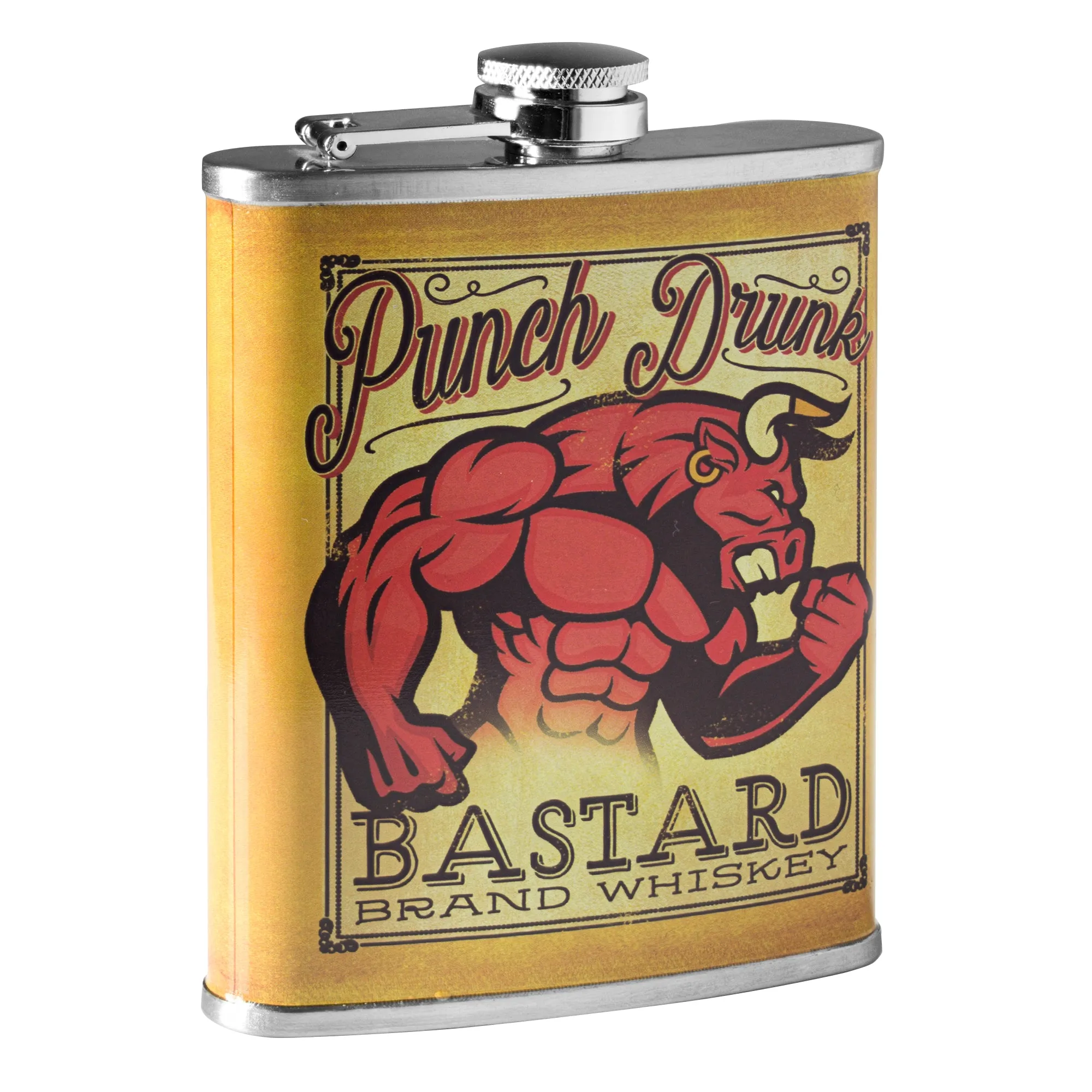 Punch Drunk Bastard Whiskey Stainless Steel 8 oz Liquor Flask