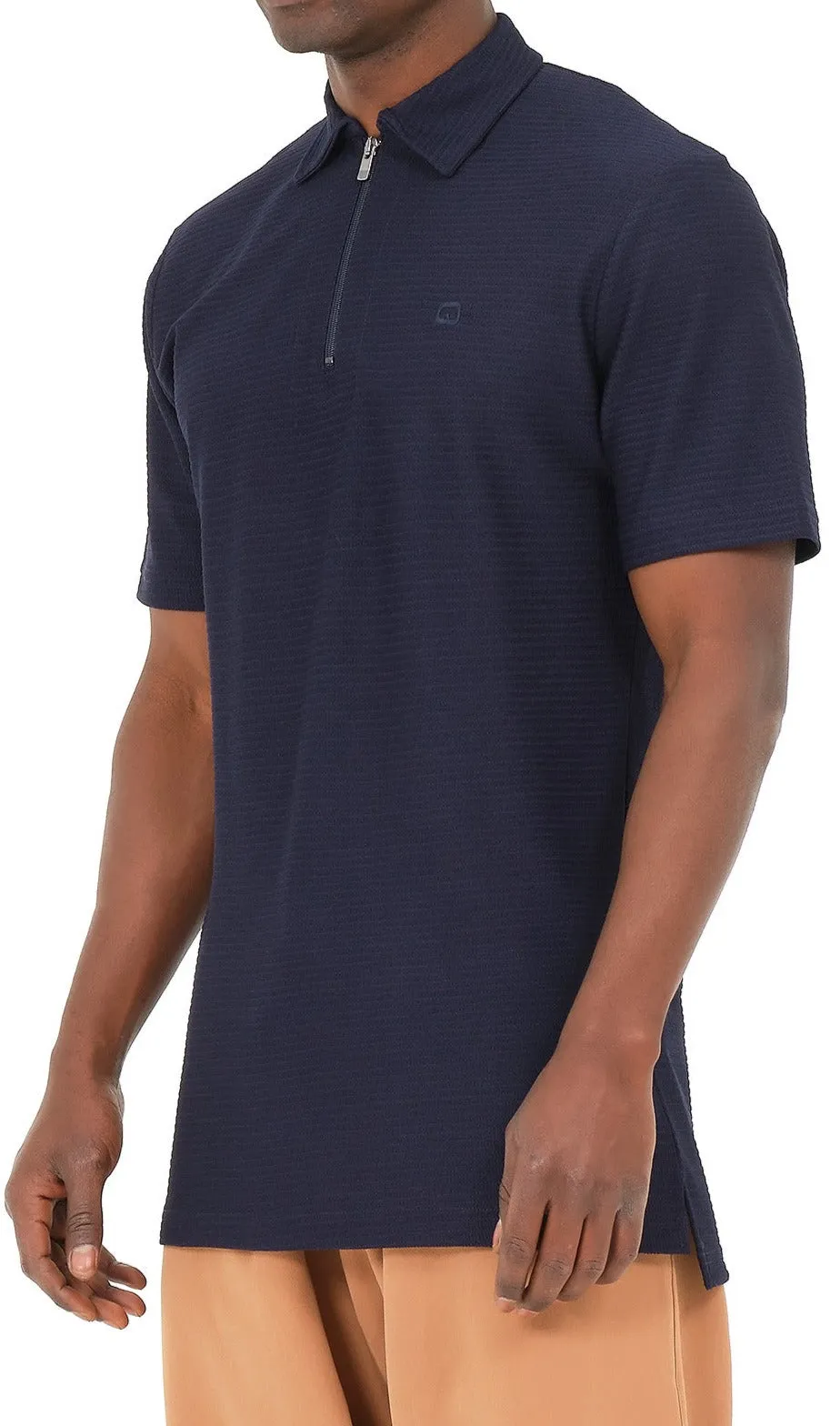 QL Relaxed Polo Zip Up S24 in Navy Blue