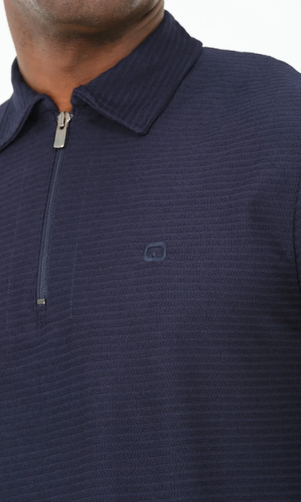 QL Relaxed Polo Zip Up S24 in Navy Blue