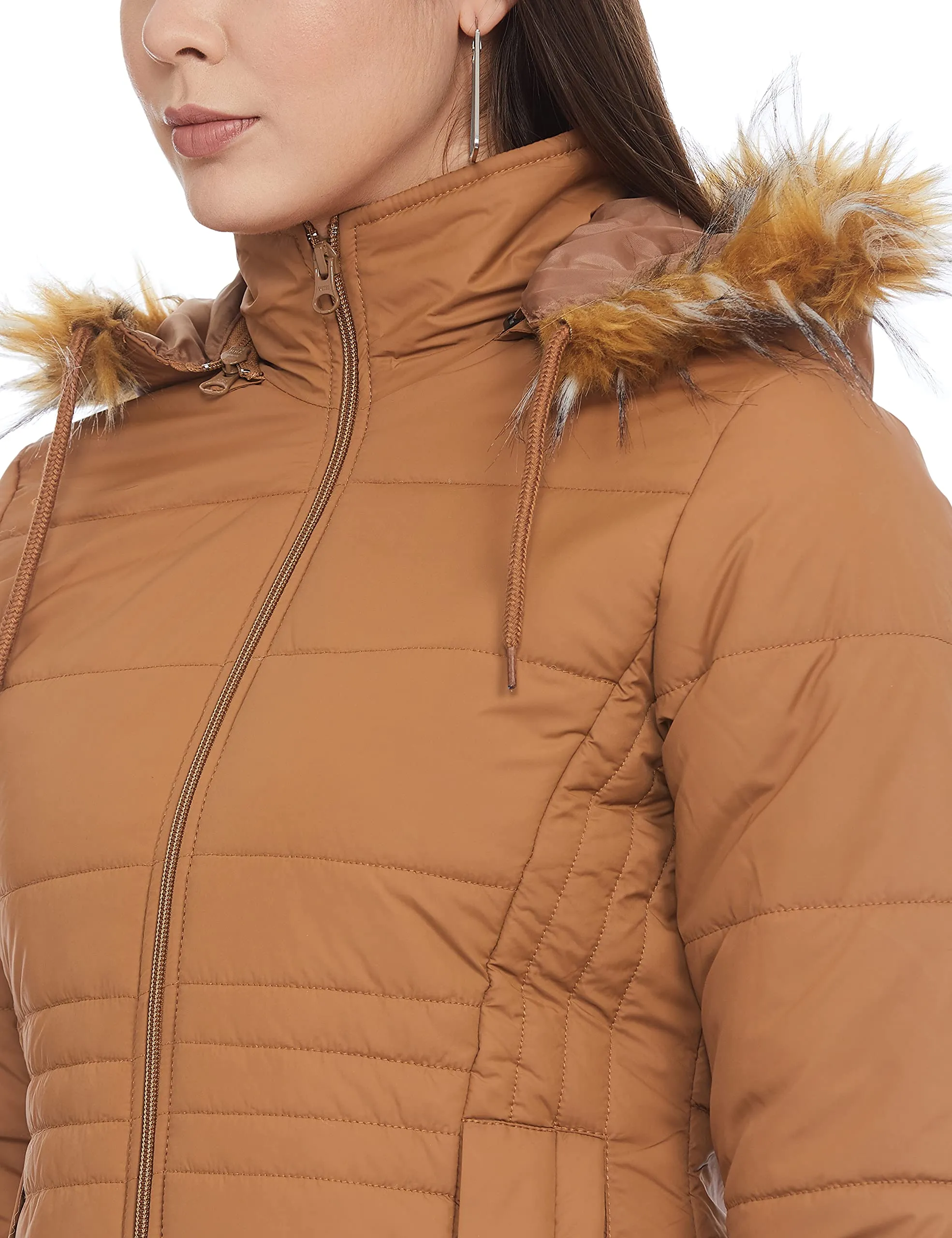 Qube By Fort Collins Women's Parka Coat Brown Tan L