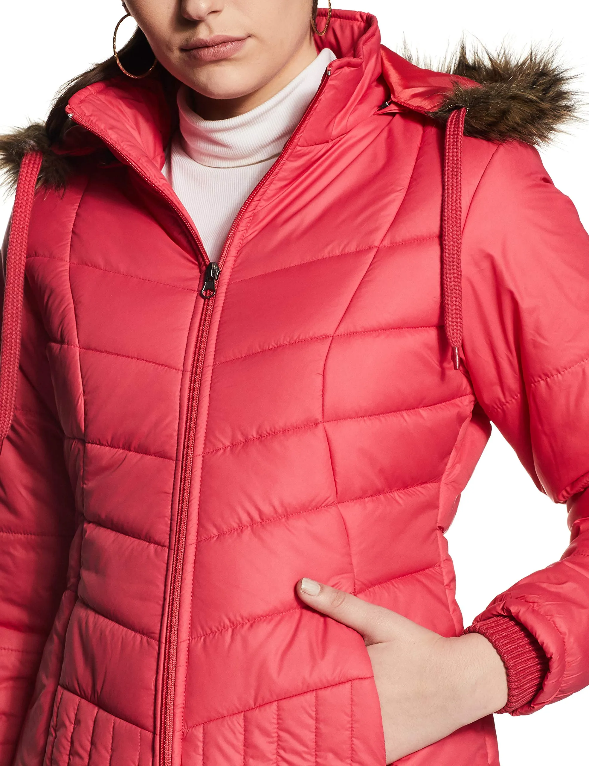 Qube By Fort Collins Women's Parka Coat Jacket Pink Fuchsia L