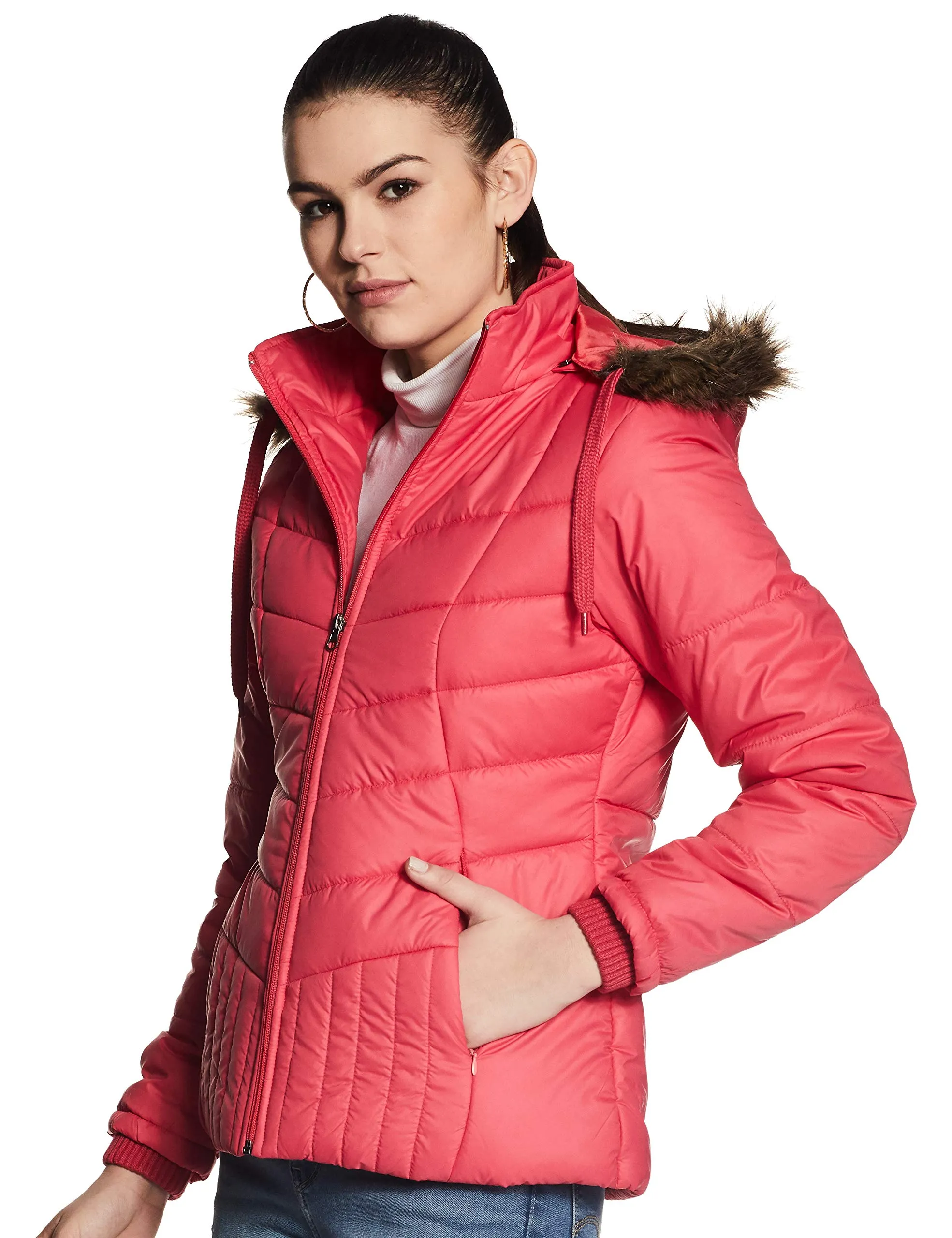 Qube By Fort Collins Women's Parka Coat Jacket Pink Fuchsia L