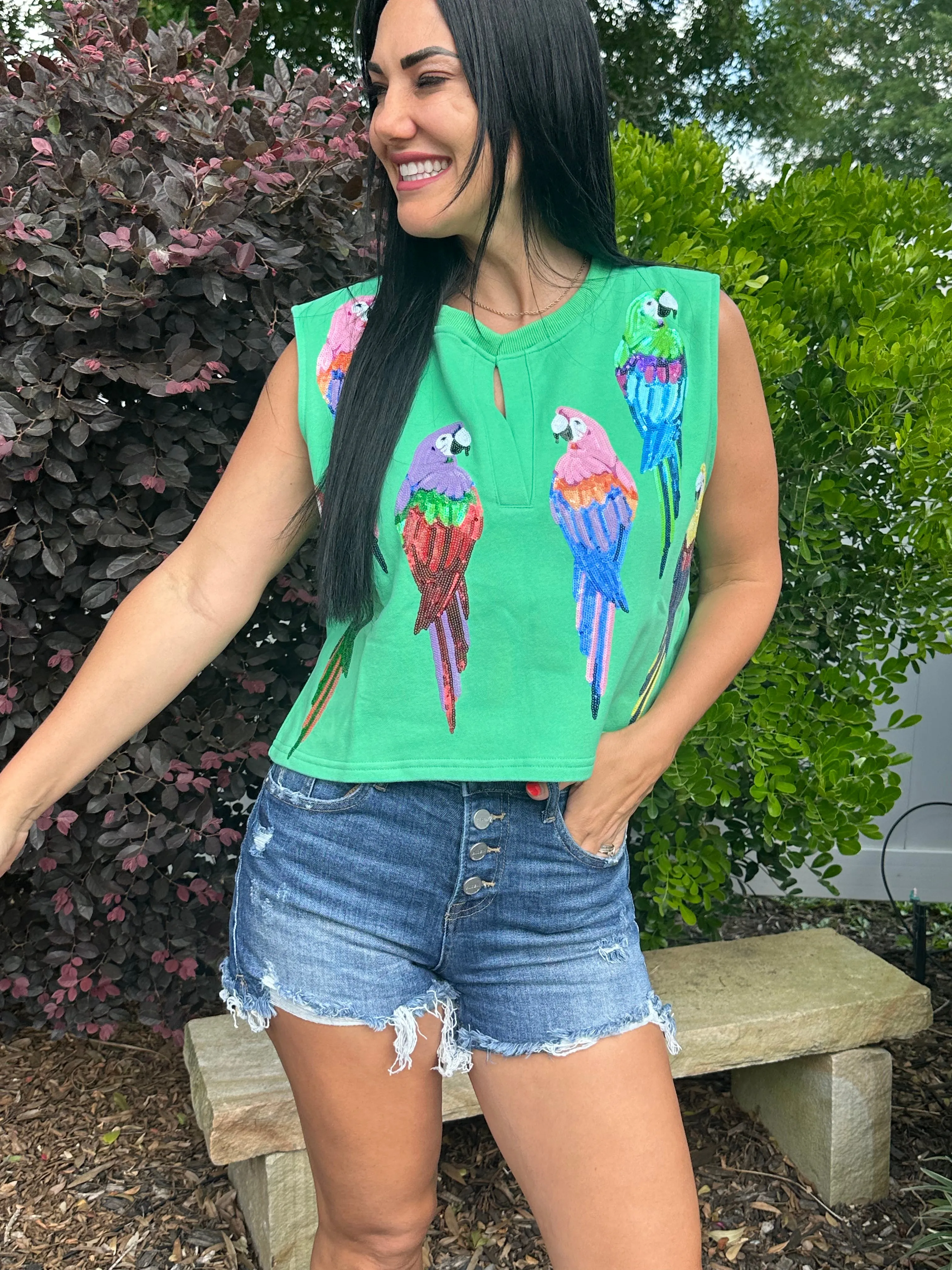 Queen Of Sparkles Green Parrot Tank