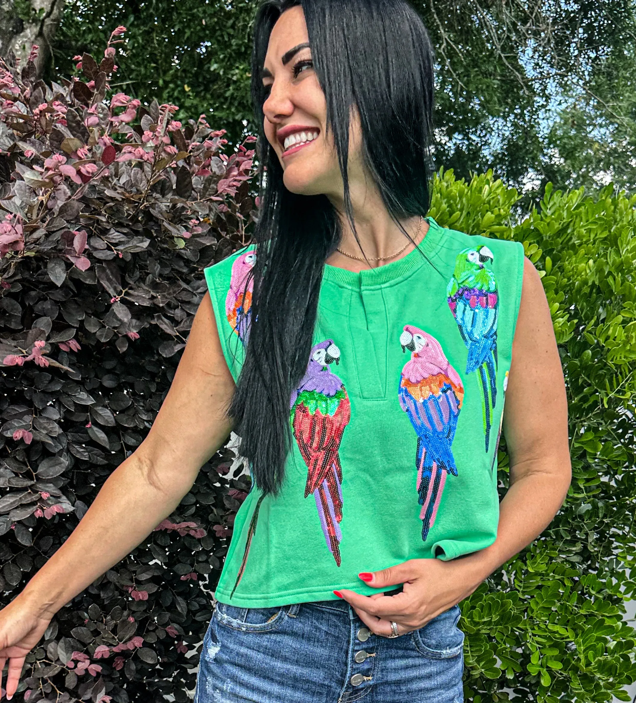 Queen Of Sparkles Green Parrot Tank