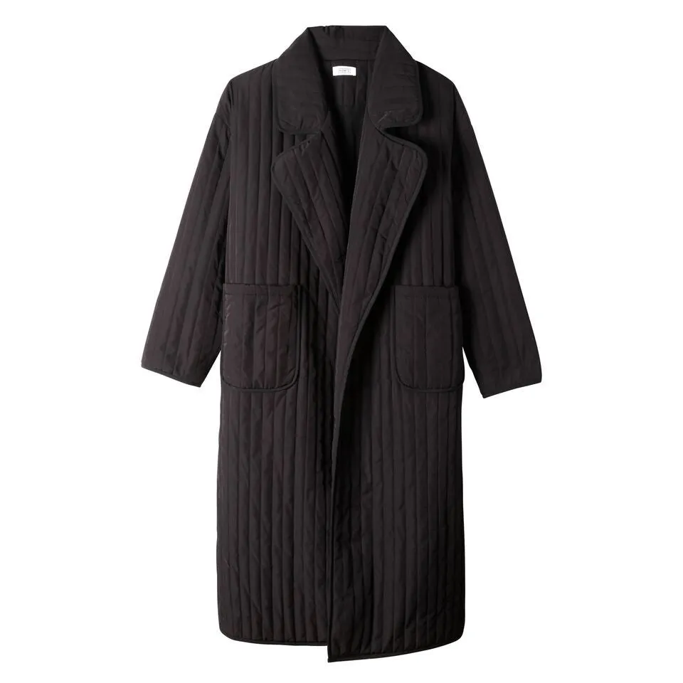 Quilted Overcoat - Black