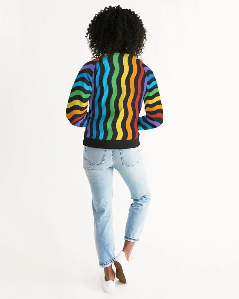 Rainbow Stripe Style, Classic Womens Bomber Jacket