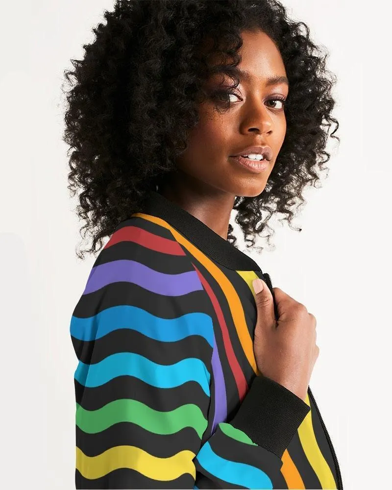 Rainbow Stripe Style, Classic Womens Bomber Jacket