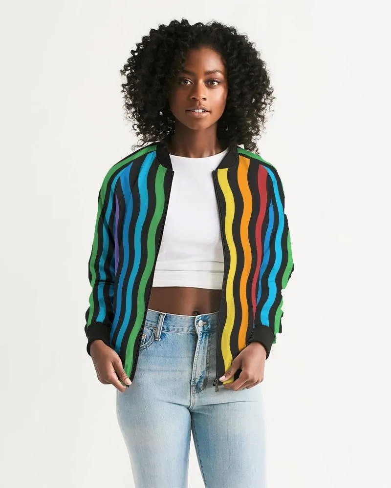 Rainbow Stripe Style, Womens Bomber Jacket