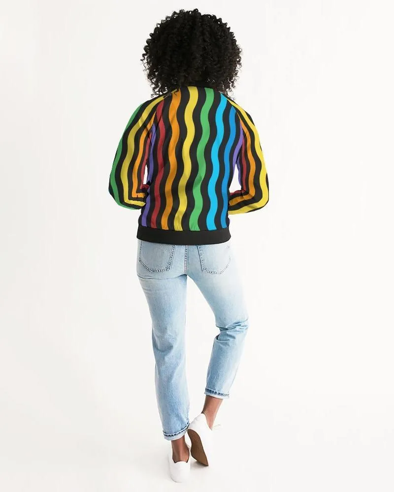 Rainbow Stripe Style, Womens Bomber Jacket