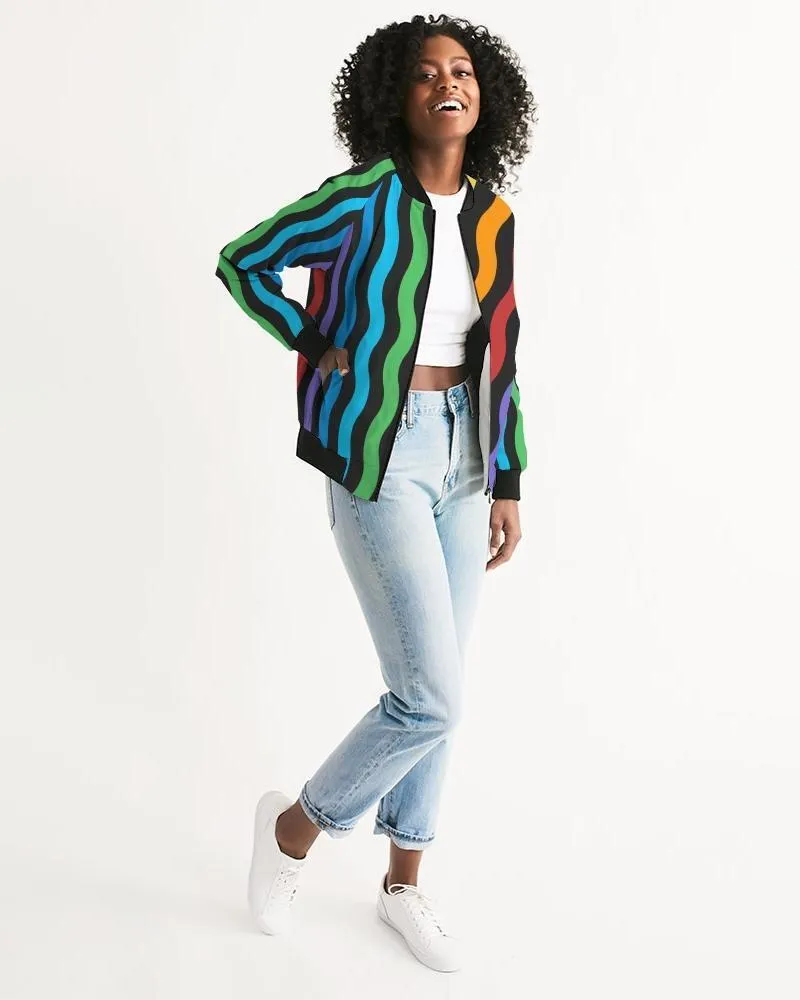 Rainbow Stripe Style, Womens Bomber Jacket