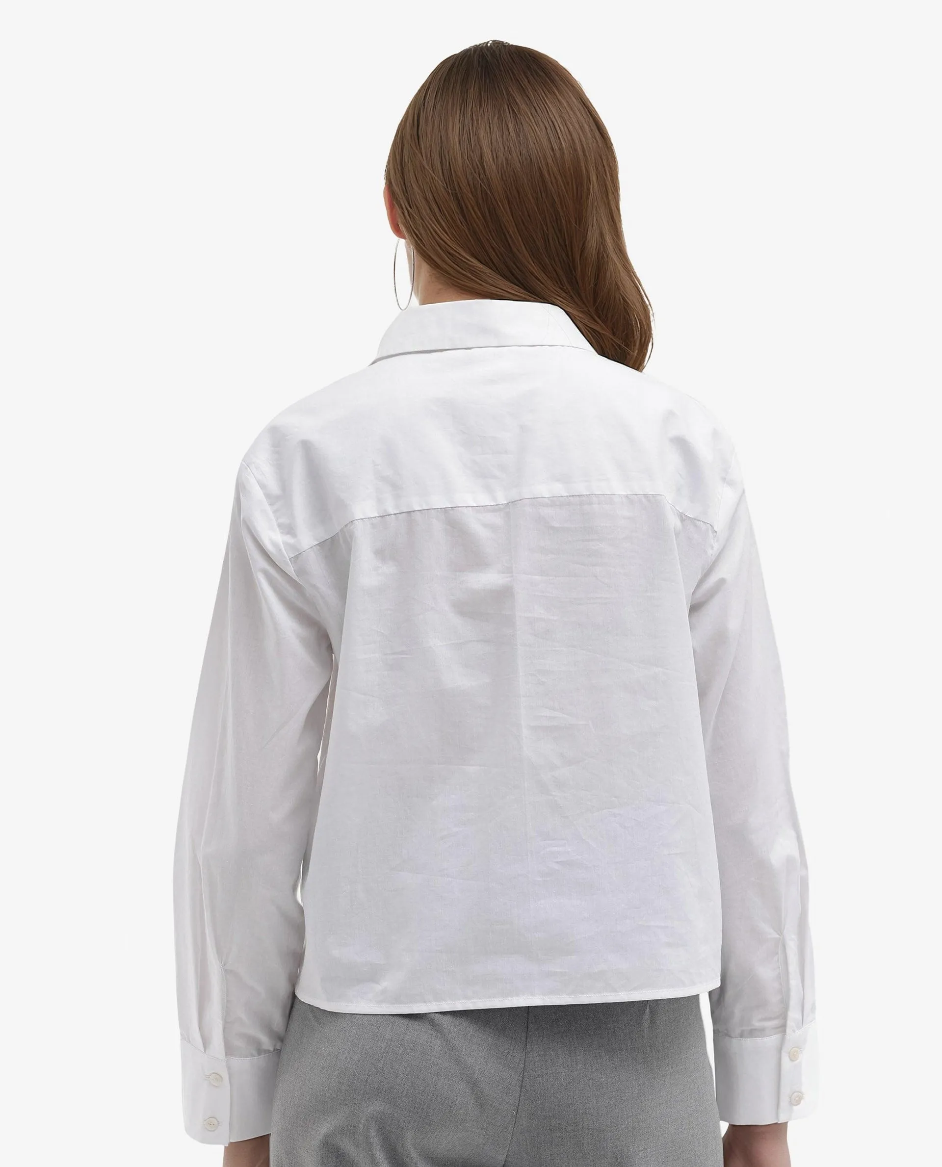 Rareism Women Charon White Cotton With Concealed Placket Shirt