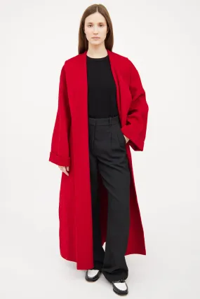 Red Wool Tie Coat