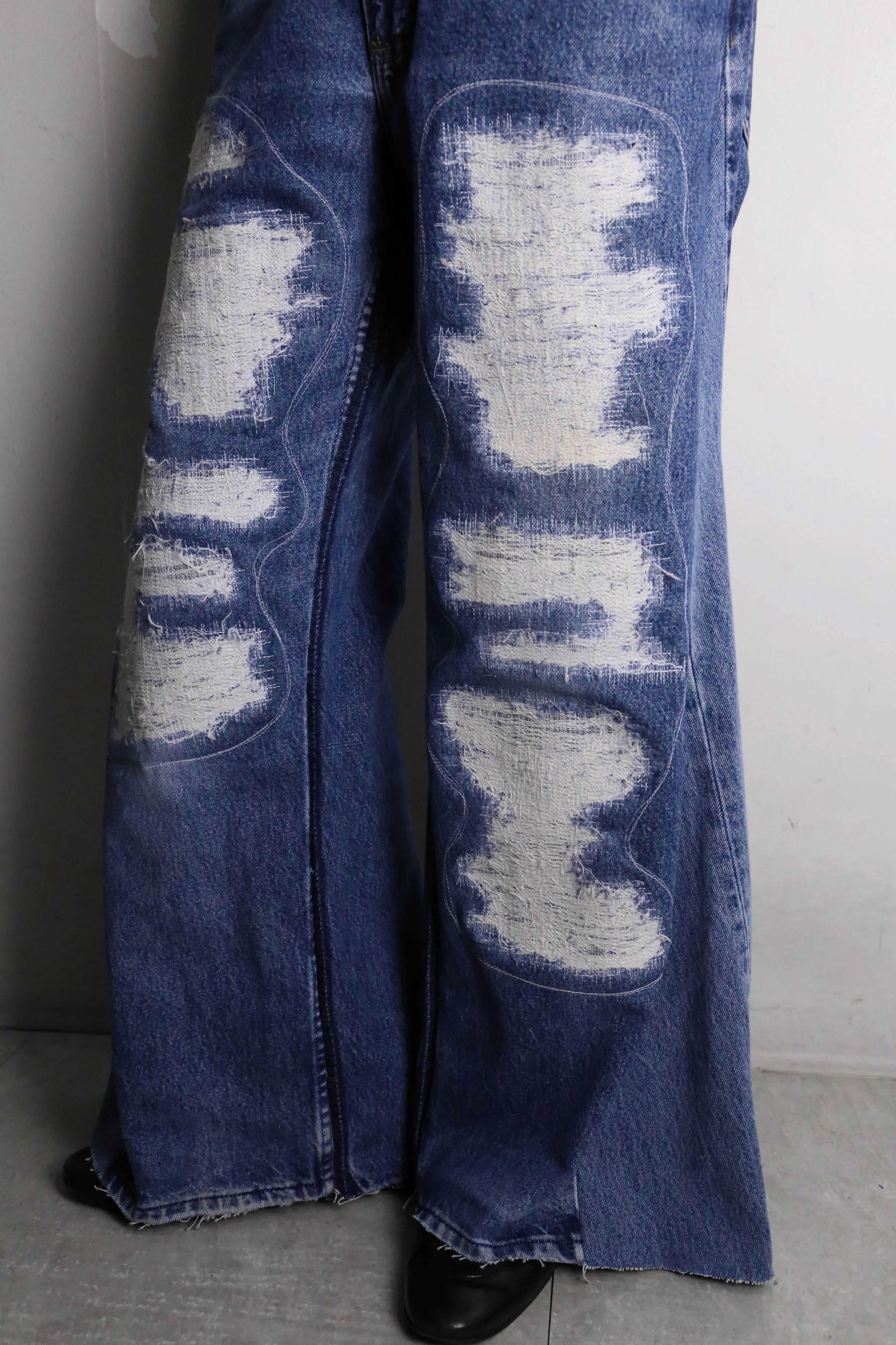 remake “再構築” docking flare denim pants