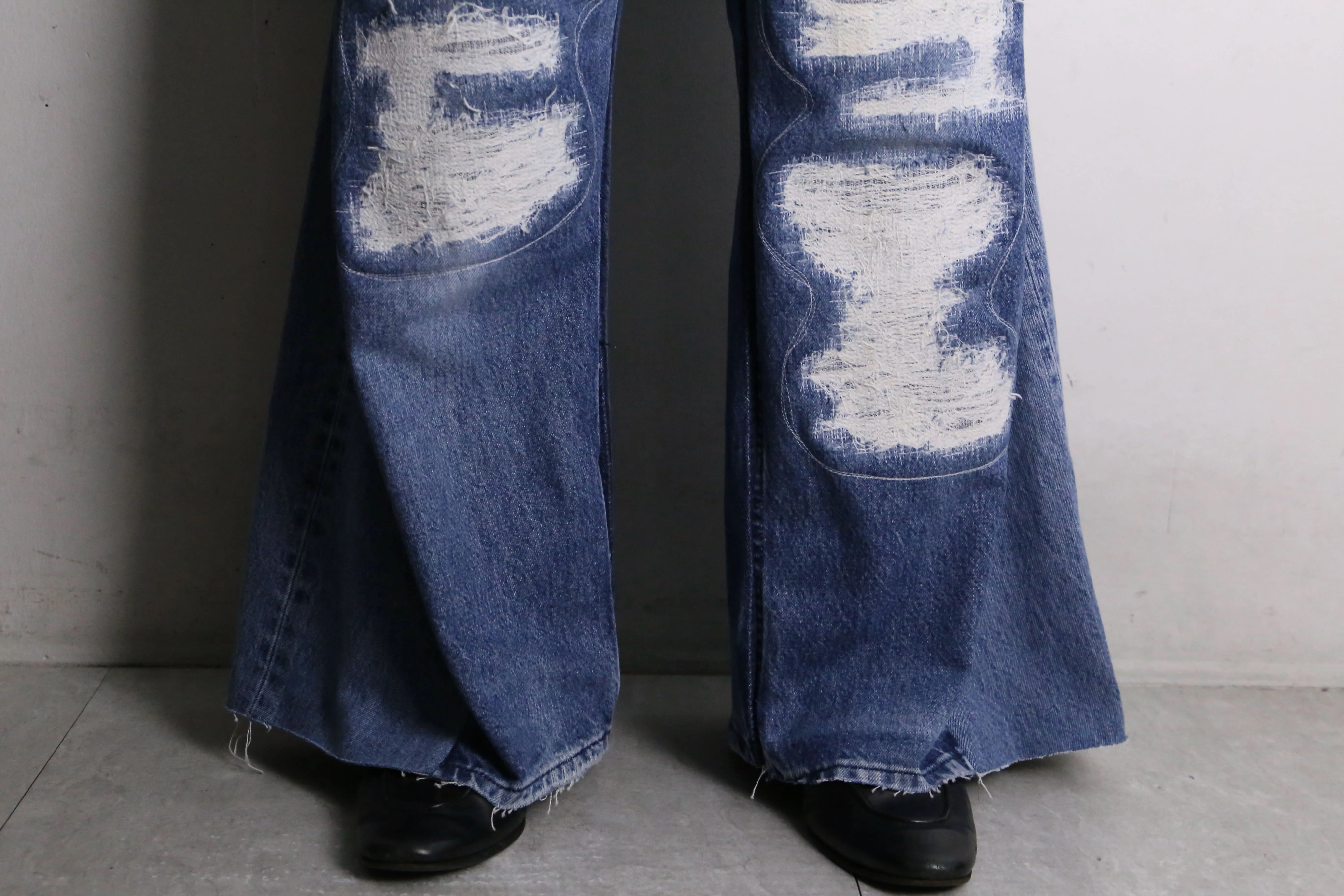 remake “再構築” docking flare denim pants