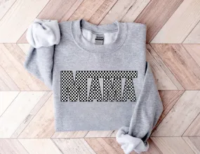 Retro Checkerboard Mama Sweatshirt Crewneck