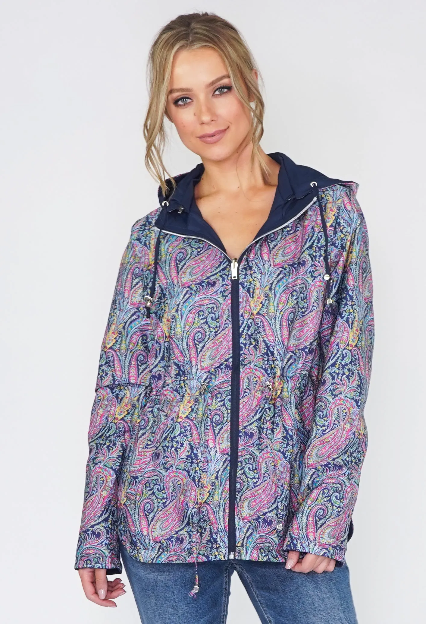 Reversible Navy Paisley Raincoat