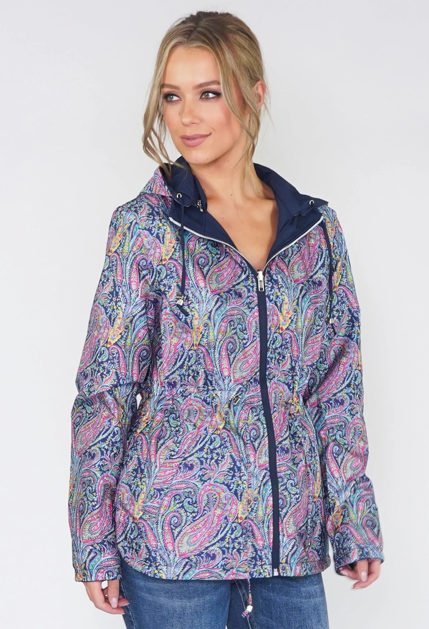 Reversible Navy Paisley Raincoat