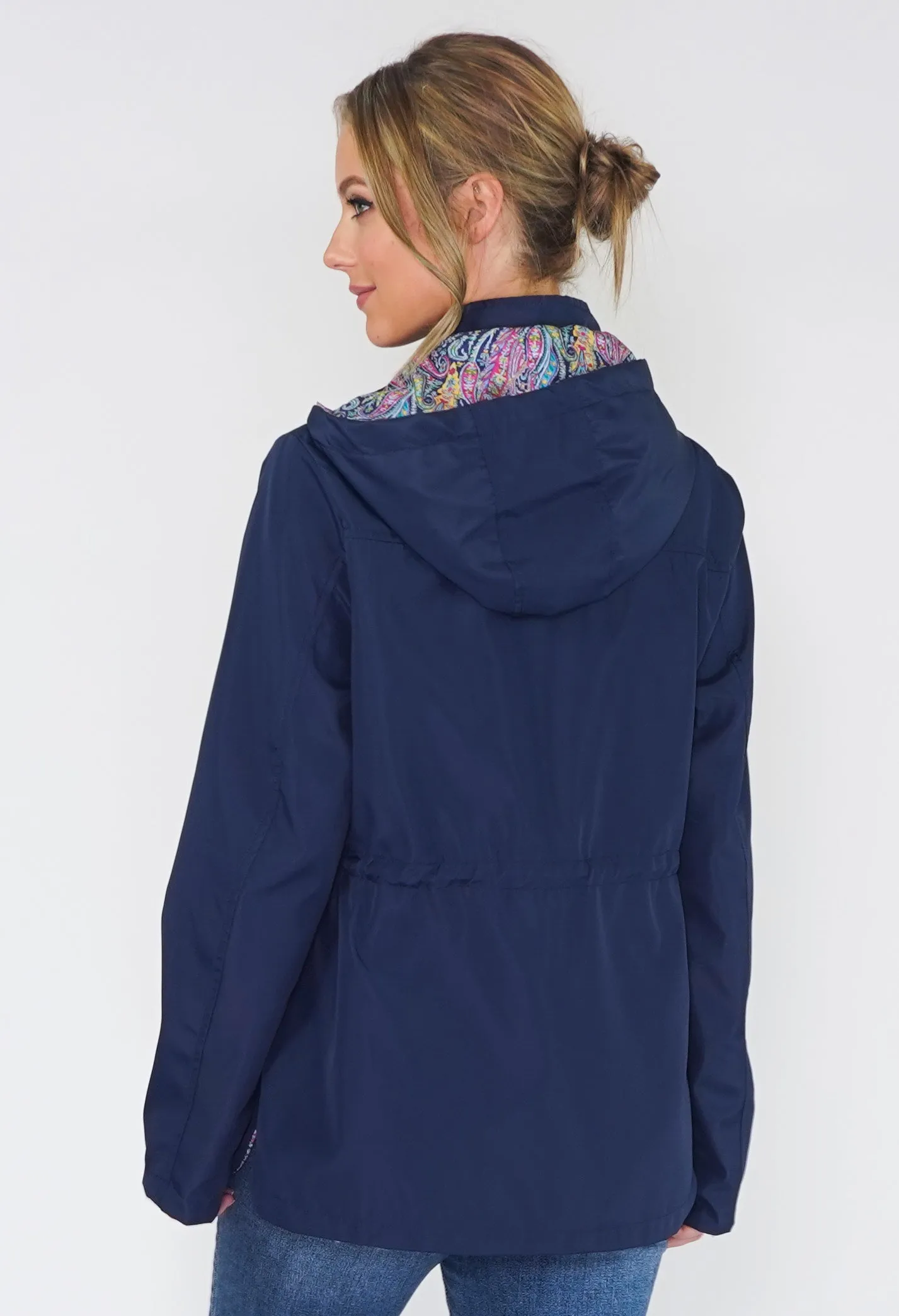 Reversible Navy Paisley Raincoat