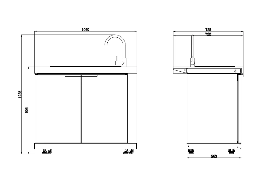 Rockpool 6B Non Wok: Designer Outdoor BBQ Kitchen Package Inc Fridge & Sink, Rotisserie, BBQ Cover, White Doors Hamptom Design