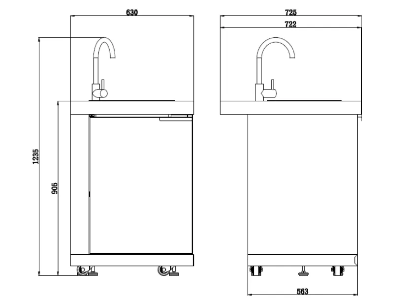 Rockpool Black 6B Outdoor Kitchen BBQ Package, Fridge, Sink, Rear infrared burner