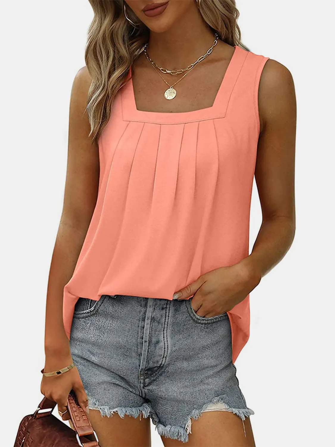 Ruched Square Neck Tank