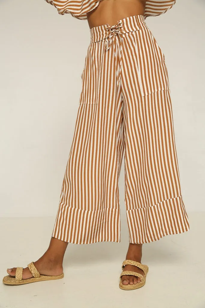 Rue Stiic Womens ANNI LACED PANT GOLD STRIPE