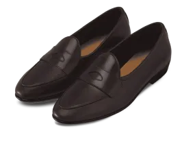 Sagan Classic Ginkgo Loafers in Dark Brown Drape Calf with Rubber Sole