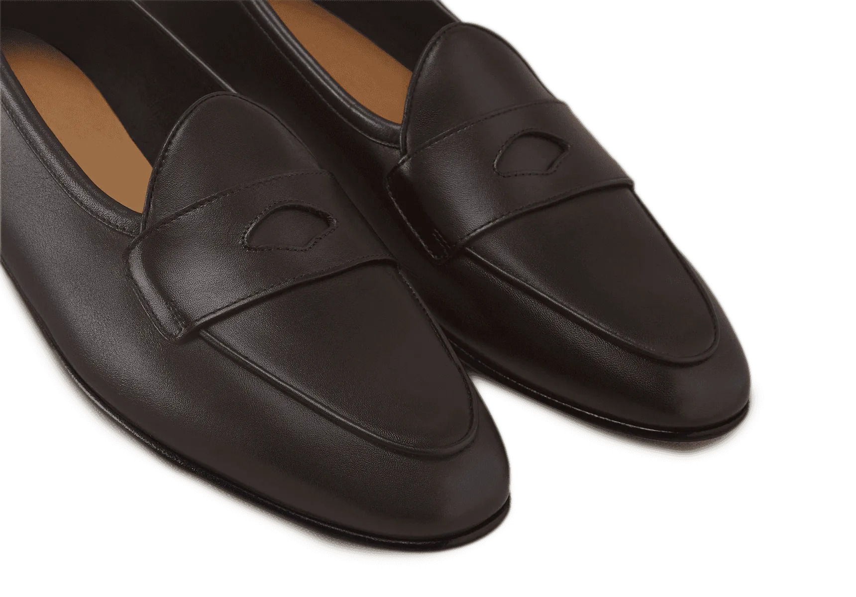 Sagan Classic Ginkgo Loafers in Dark Brown Drape Calf with Rubber Sole