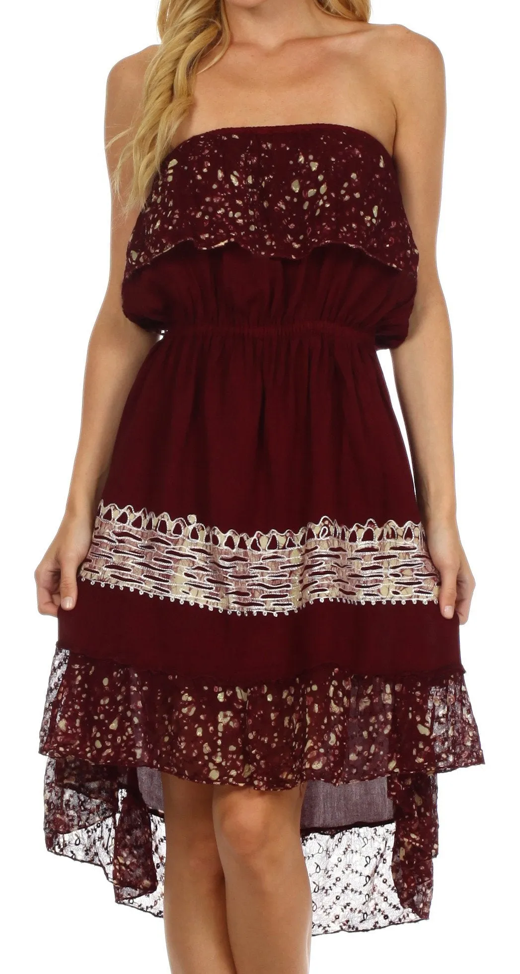 Sakkas Akshita Batik Hi Lo Crepe Ruffle Dress