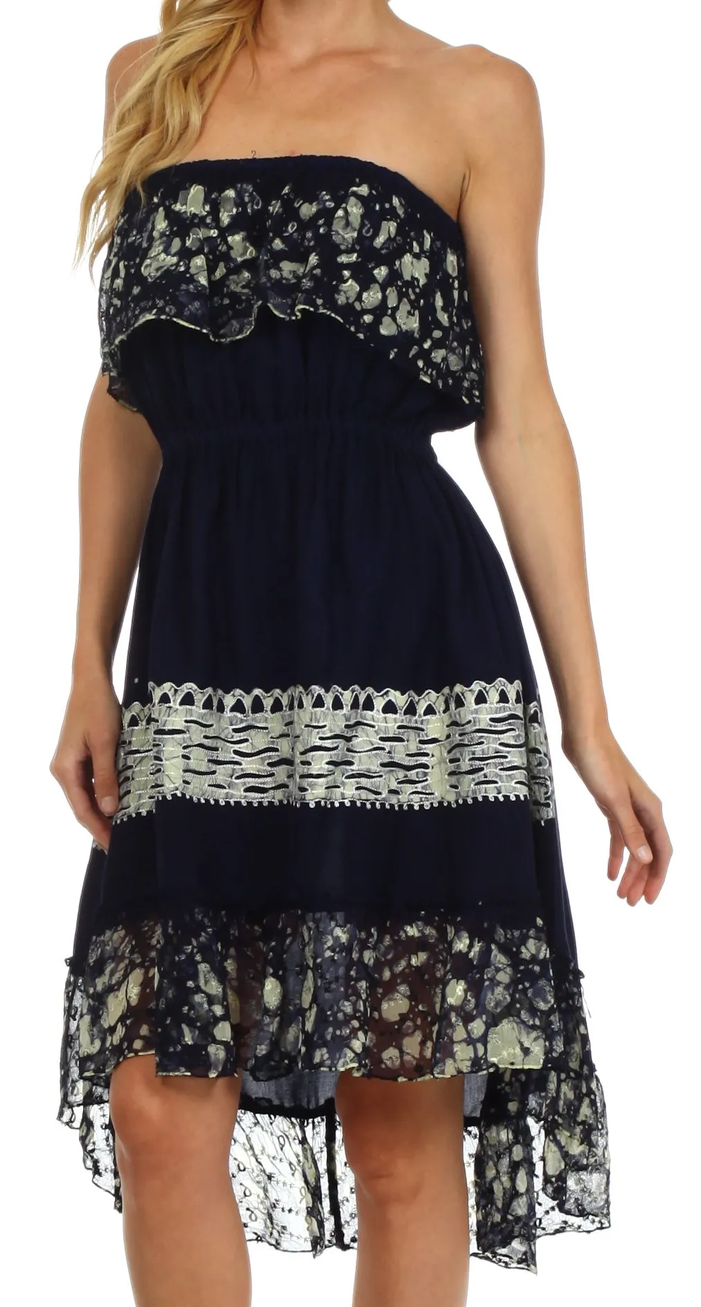 Sakkas Akshita Batik Hi Lo Crepe Ruffle Dress