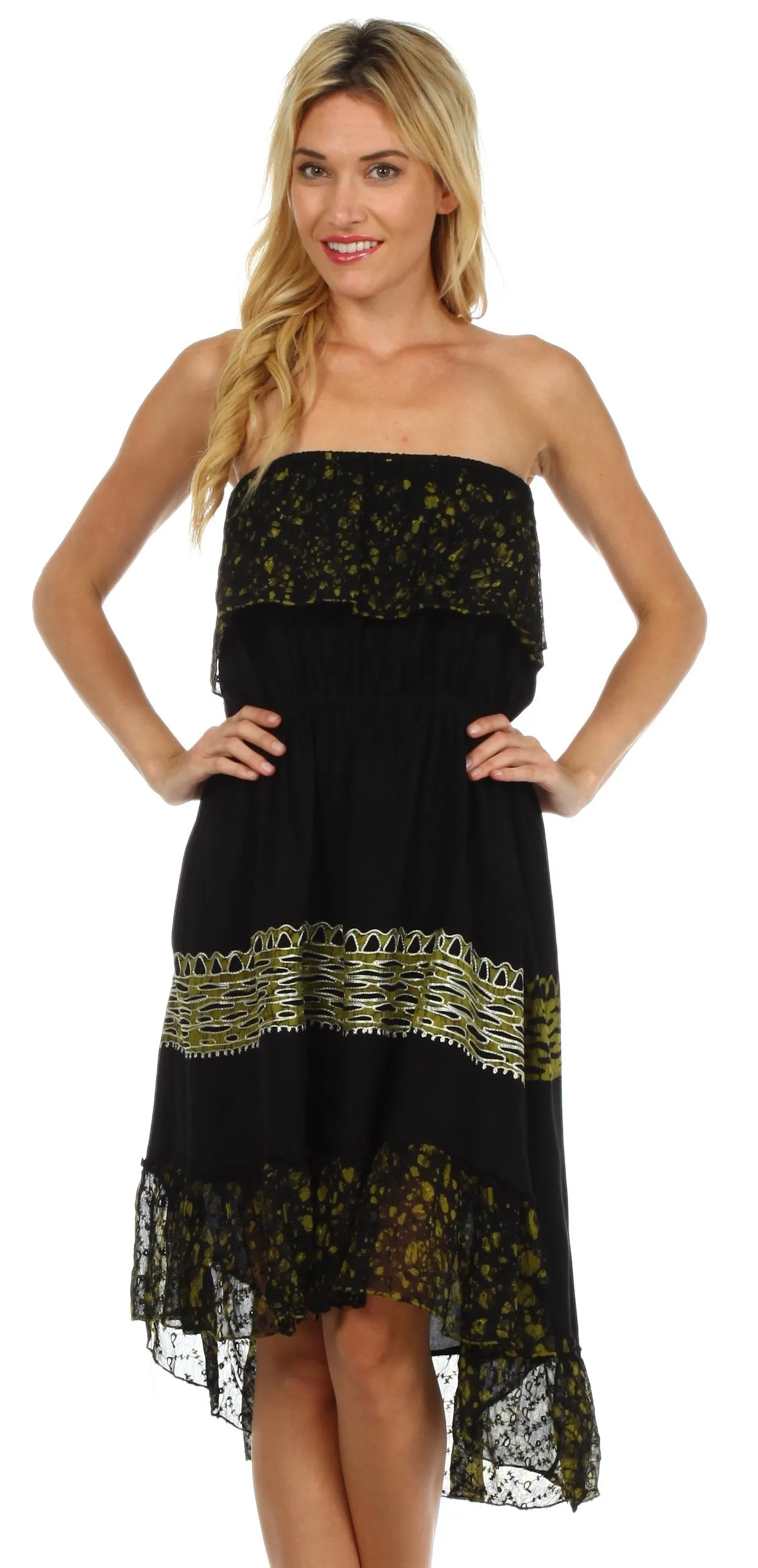 Sakkas Akshita Batik Hi Lo Crepe Ruffle Dress