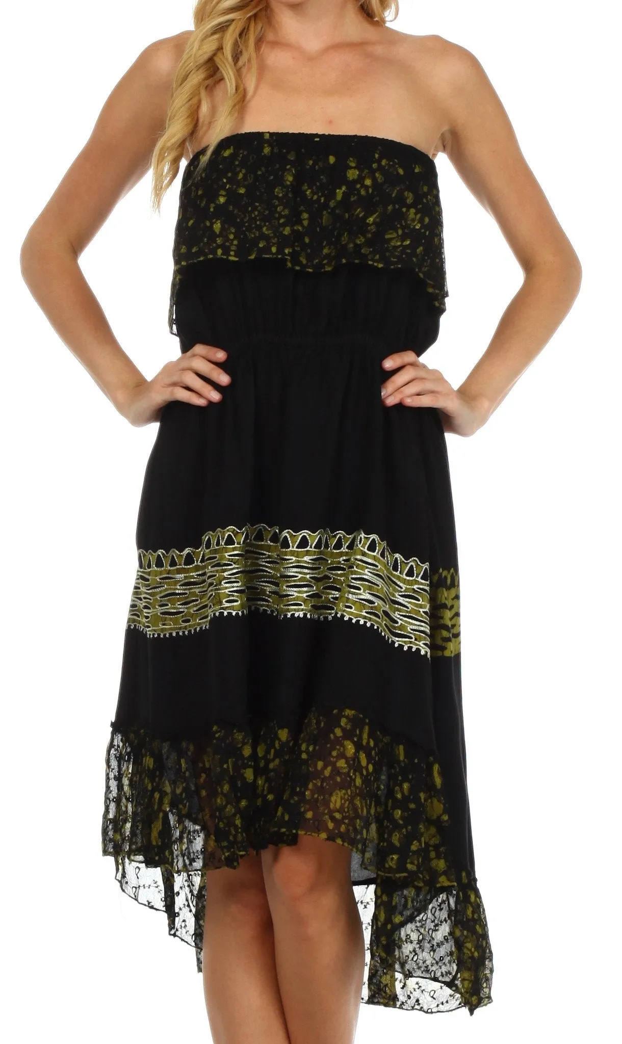 Sakkas Akshita Batik Hi Lo Crepe Ruffle Dress