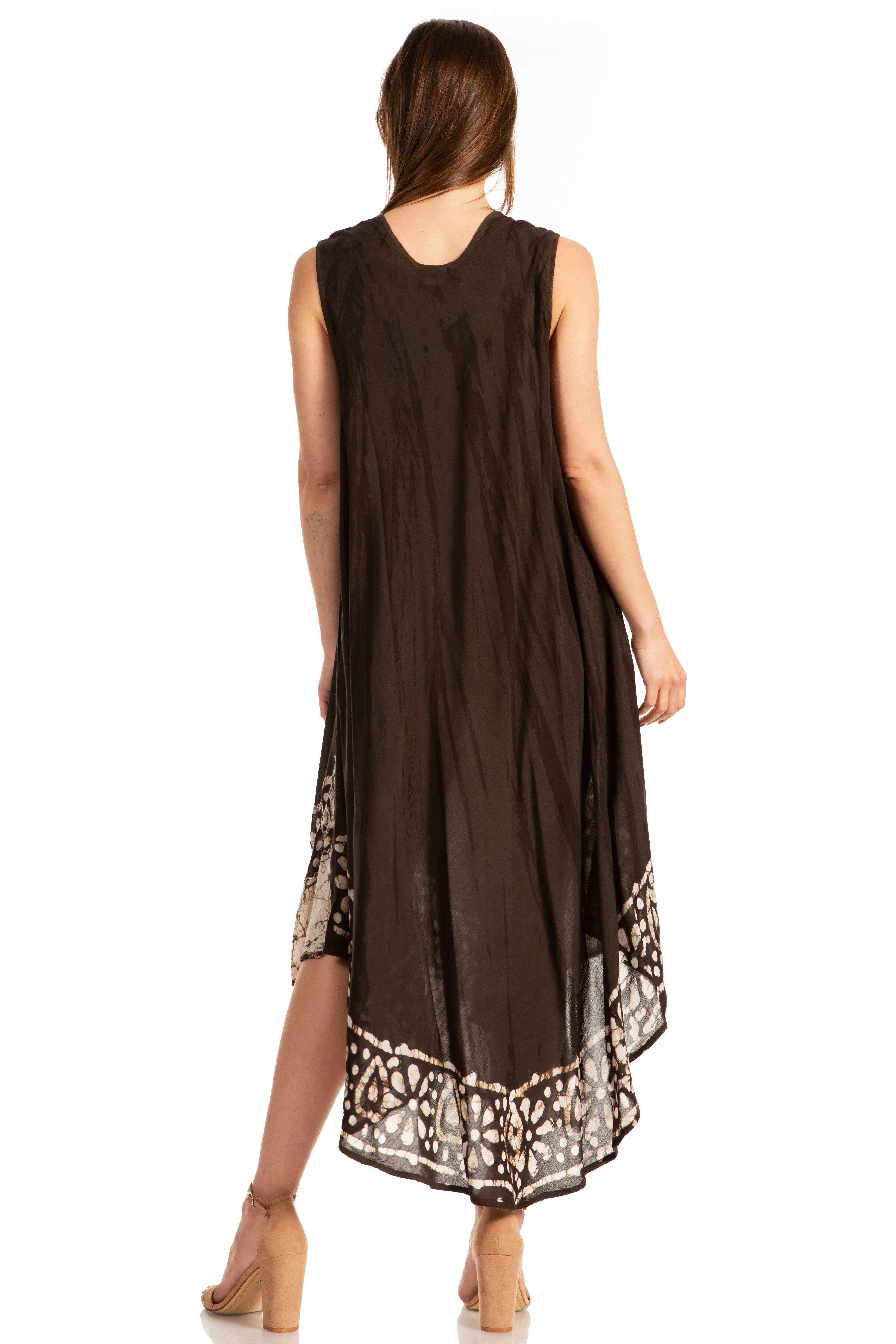 Sakkas Alexis Embroidered Long Sleeveless Floral Caftan Dress / Cover Up