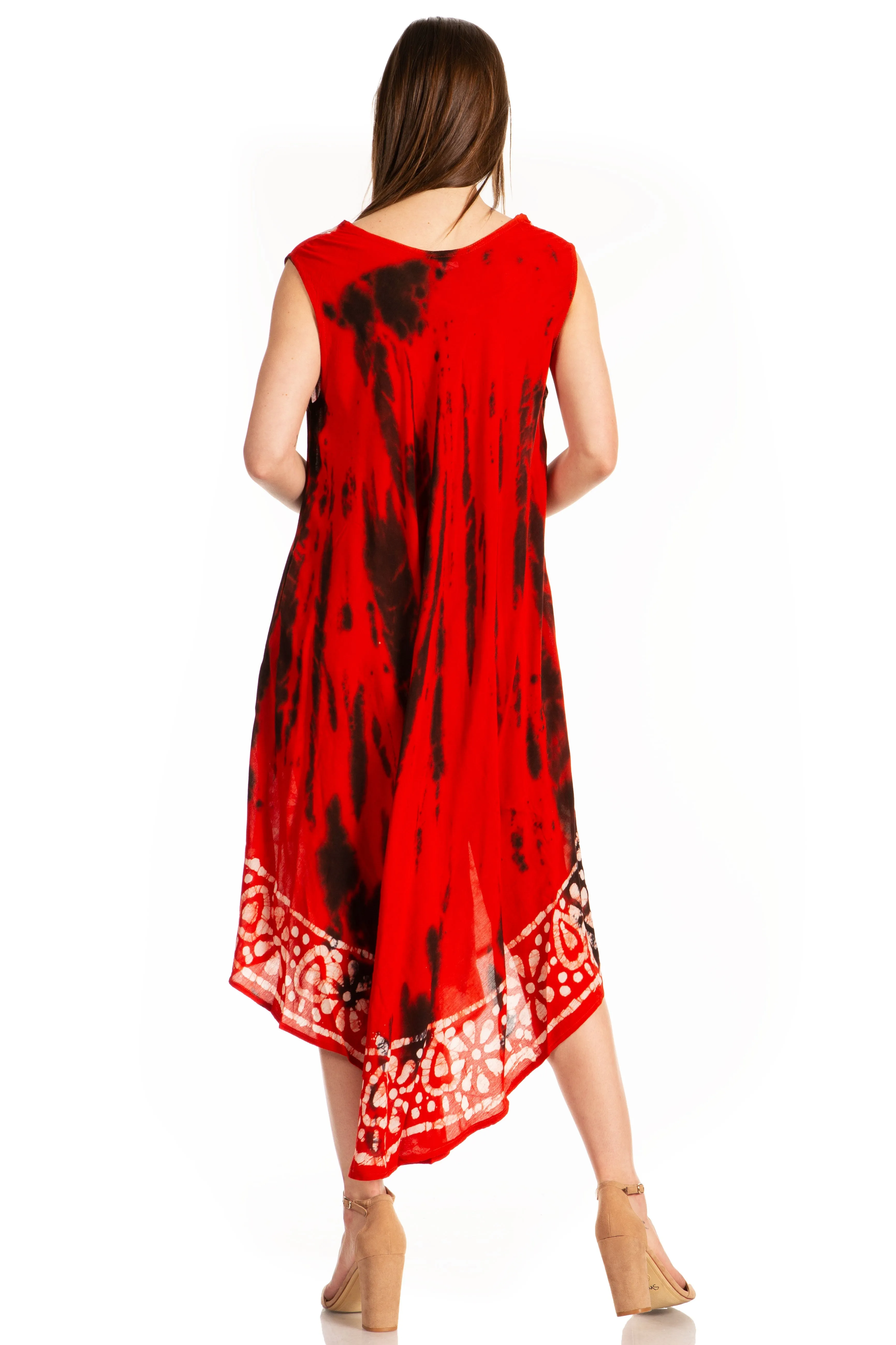 Sakkas Alexis Embroidered Long Sleeveless Floral Caftan Dress / Cover Up