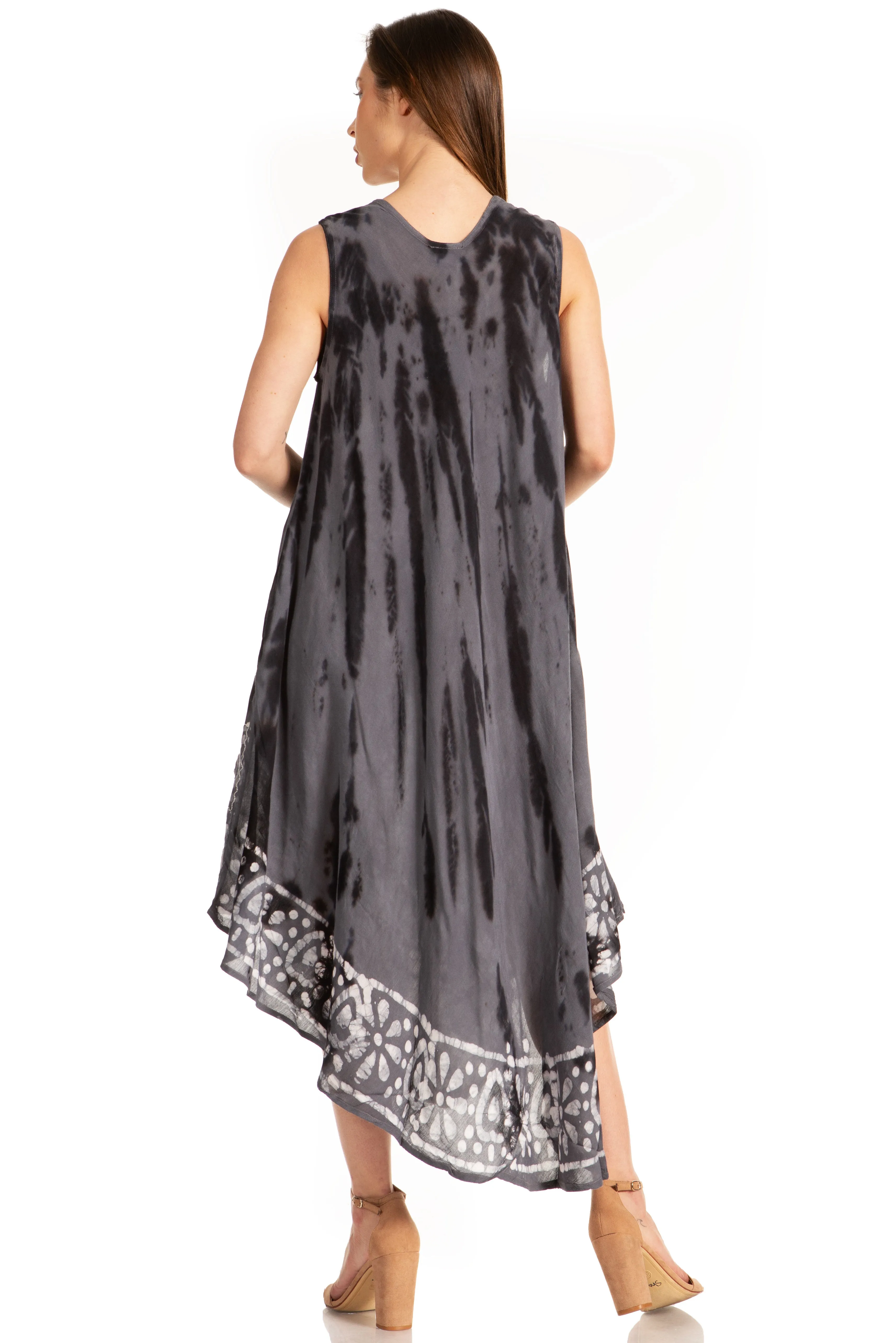 Sakkas Alexis Embroidered Long Sleeveless Floral Caftan Dress / Cover Up