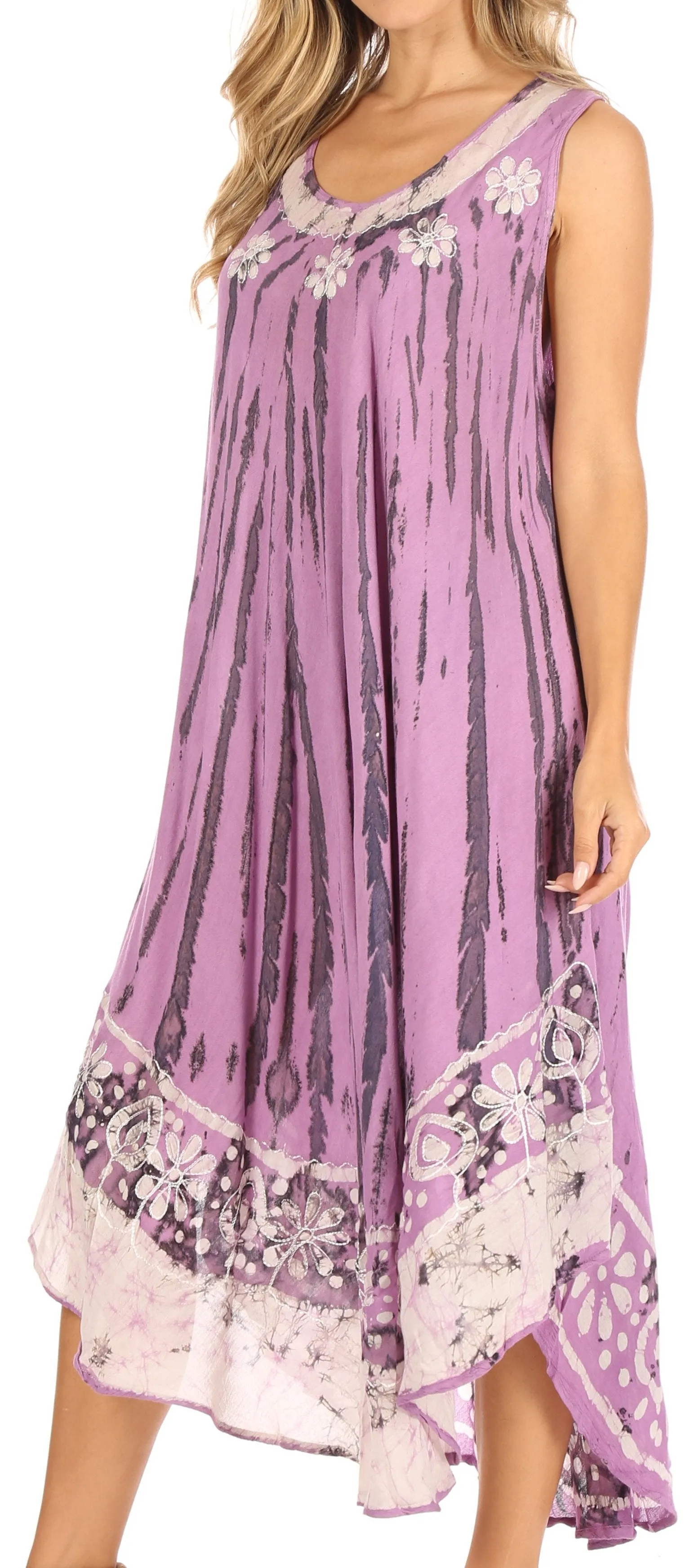 Sakkas Alexis Embroidered Long Sleeveless Floral Caftan Dress / Cover Up