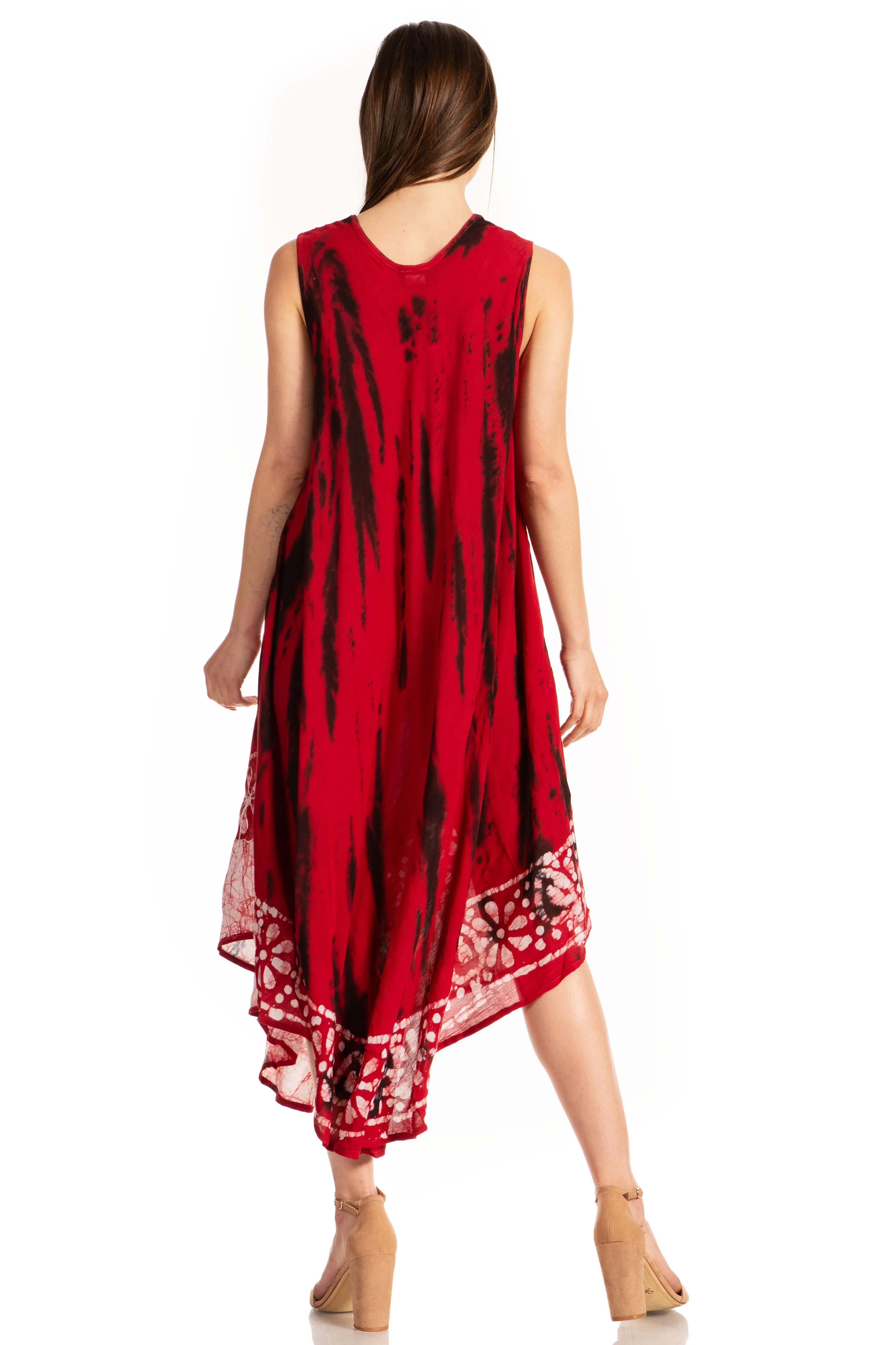 Sakkas Alexis Embroidered Long Sleeveless Floral Caftan Dress / Cover Up