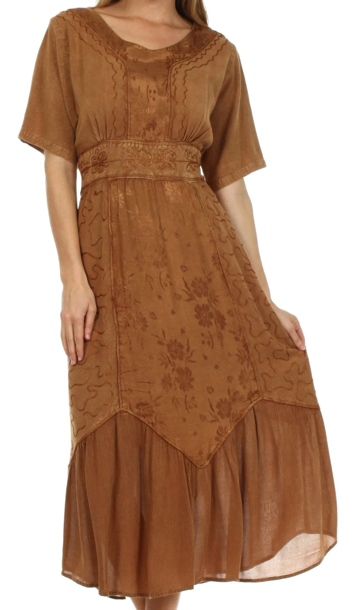 Sakkas Arabella Embroidered Empire Waist Dress