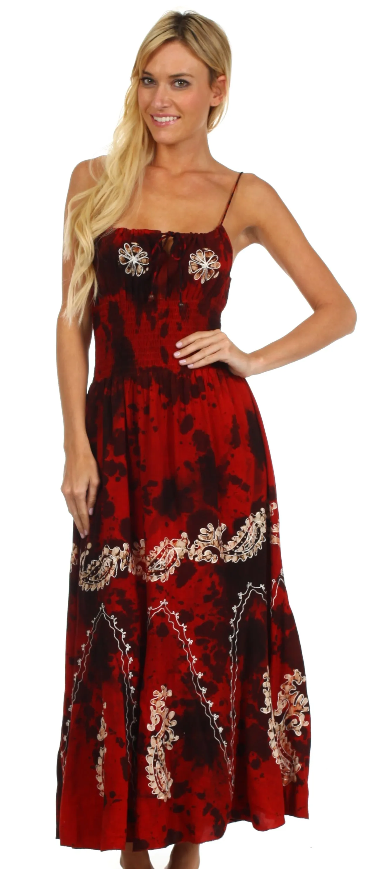 Sakkas Ariel Embroidered Batik Dress