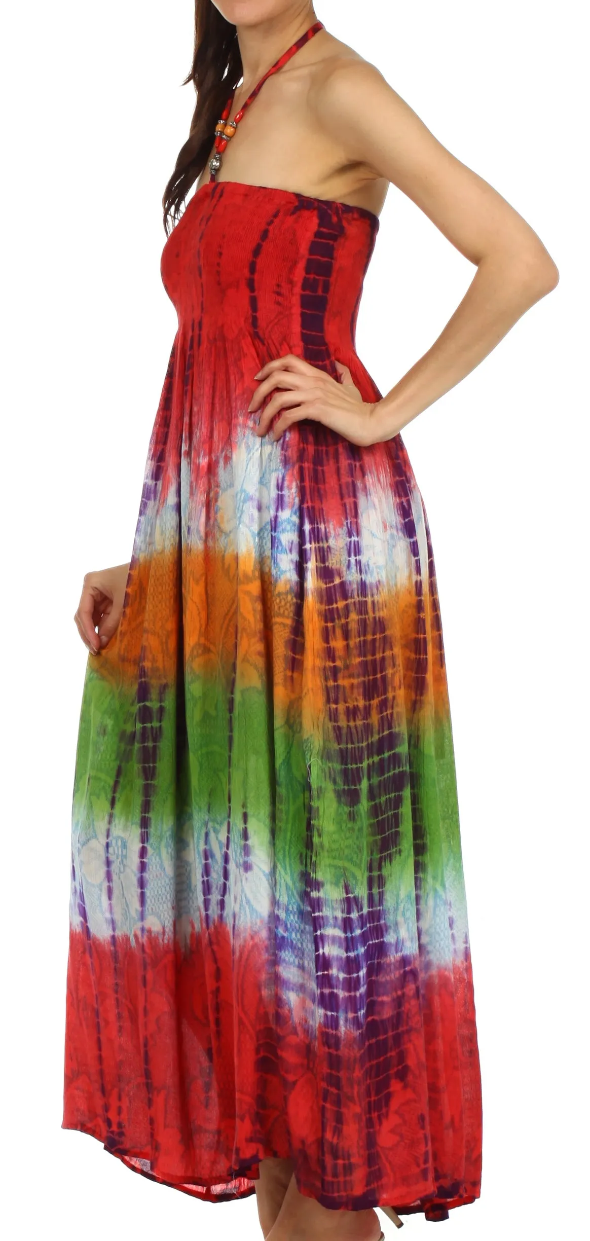 Sakkas Athena Multi-Color Tie Dye Smocked Dress