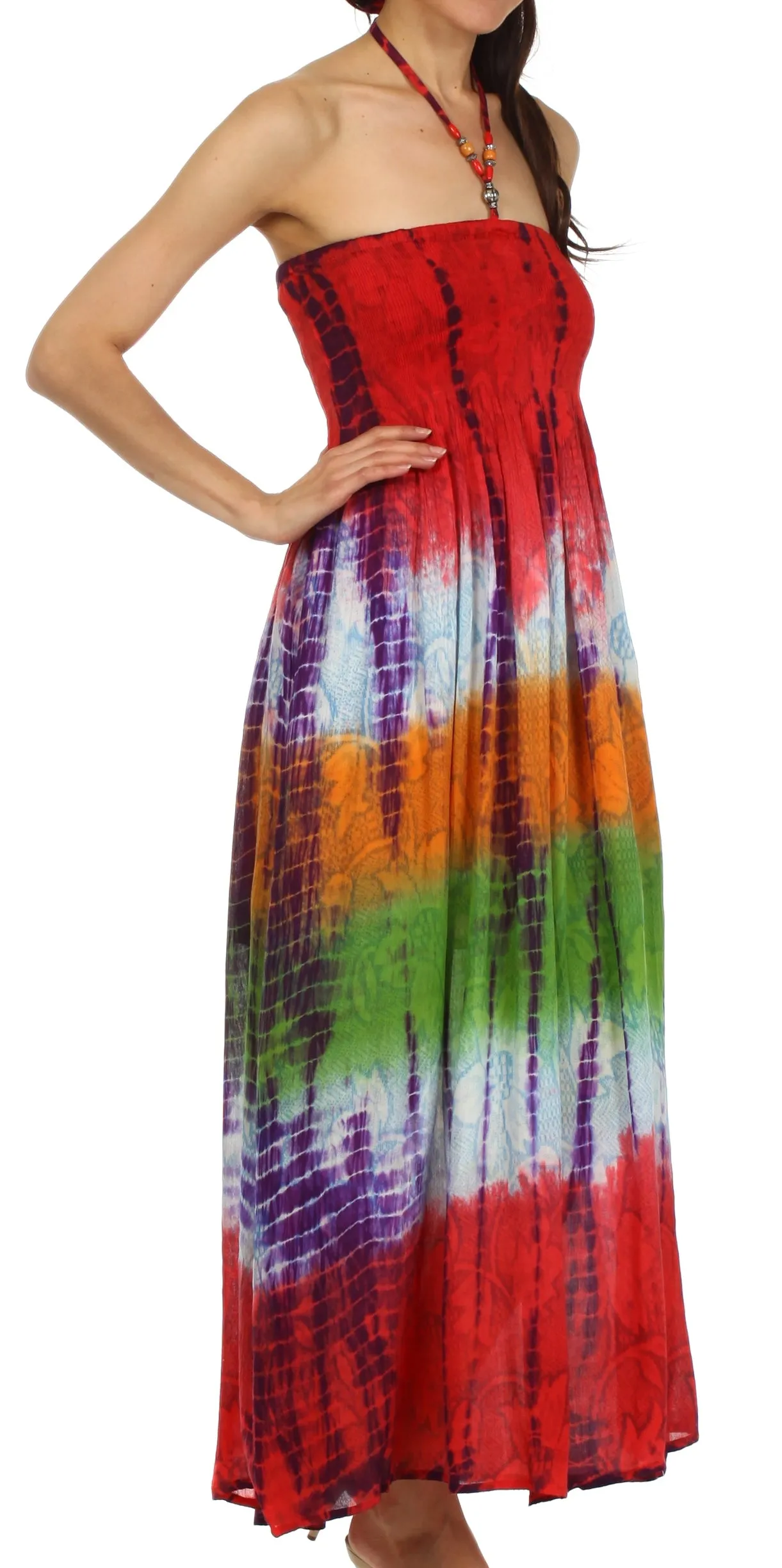 Sakkas Athena Multi-Color Tie Dye Smocked Dress