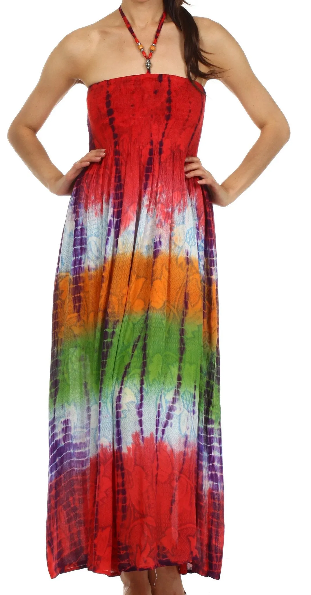 Sakkas Athena Multi-Color Tie Dye Smocked Dress