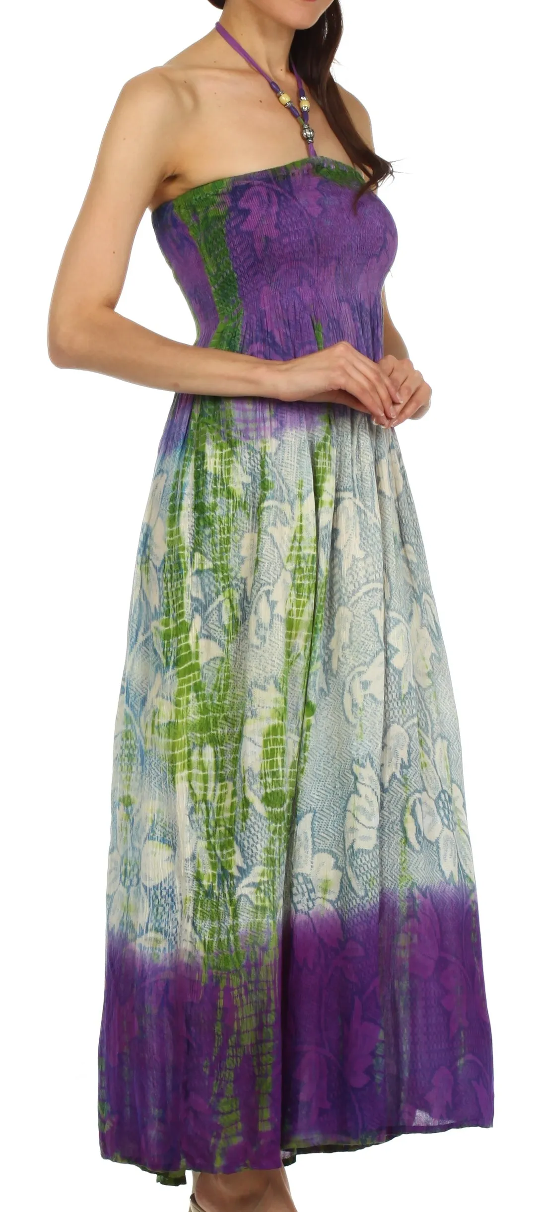 Sakkas Athena Multi-Color Tie Dye Smocked Dress