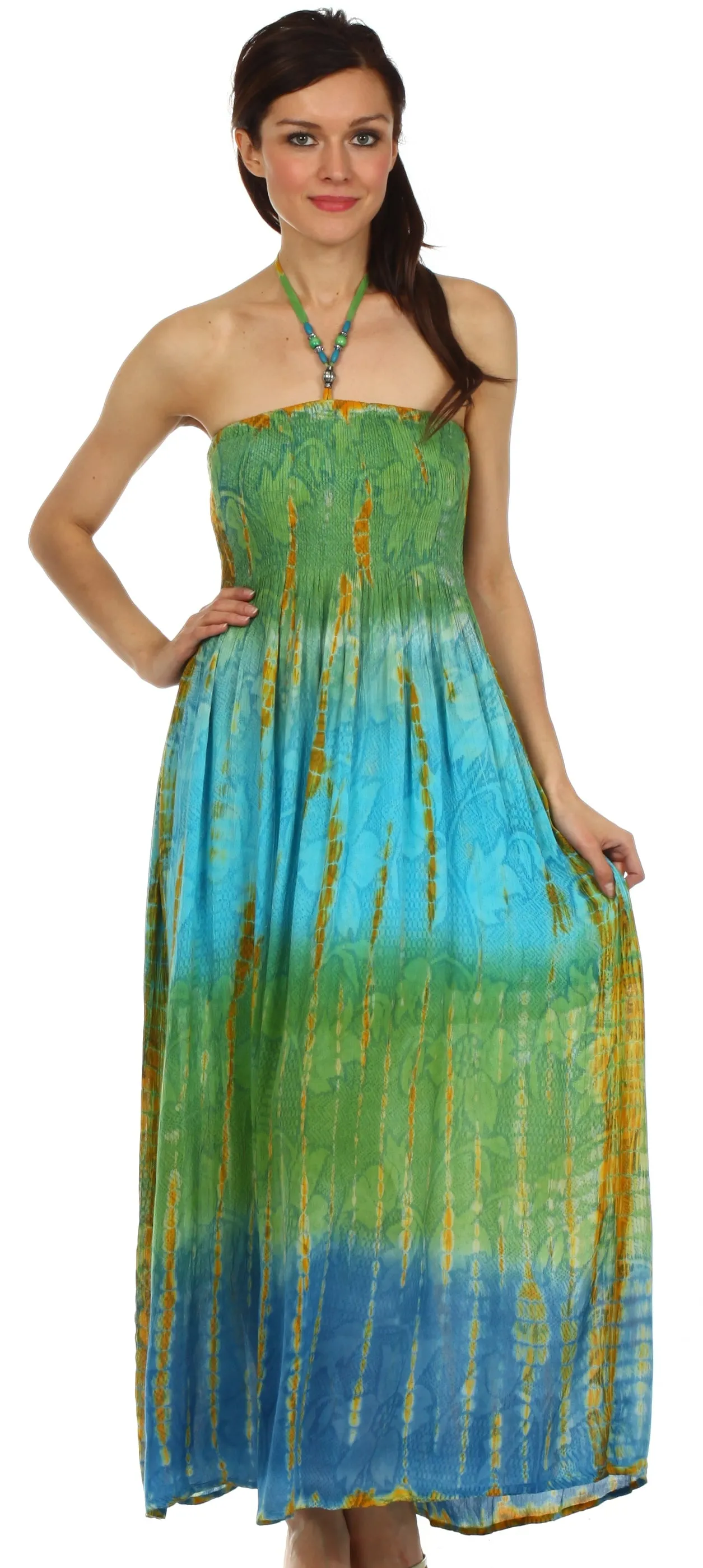 Sakkas Athena Multi-Color Tie Dye Smocked Dress