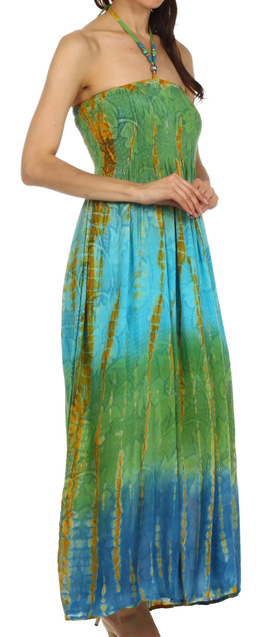 Sakkas Athena Multi-Color Tie Dye Smocked Dress